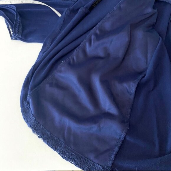 Signature Studio Swing Dress Navy Blue Lace Panels Keyhole Back Sleeveless Sz XL - Picture 5 of 8